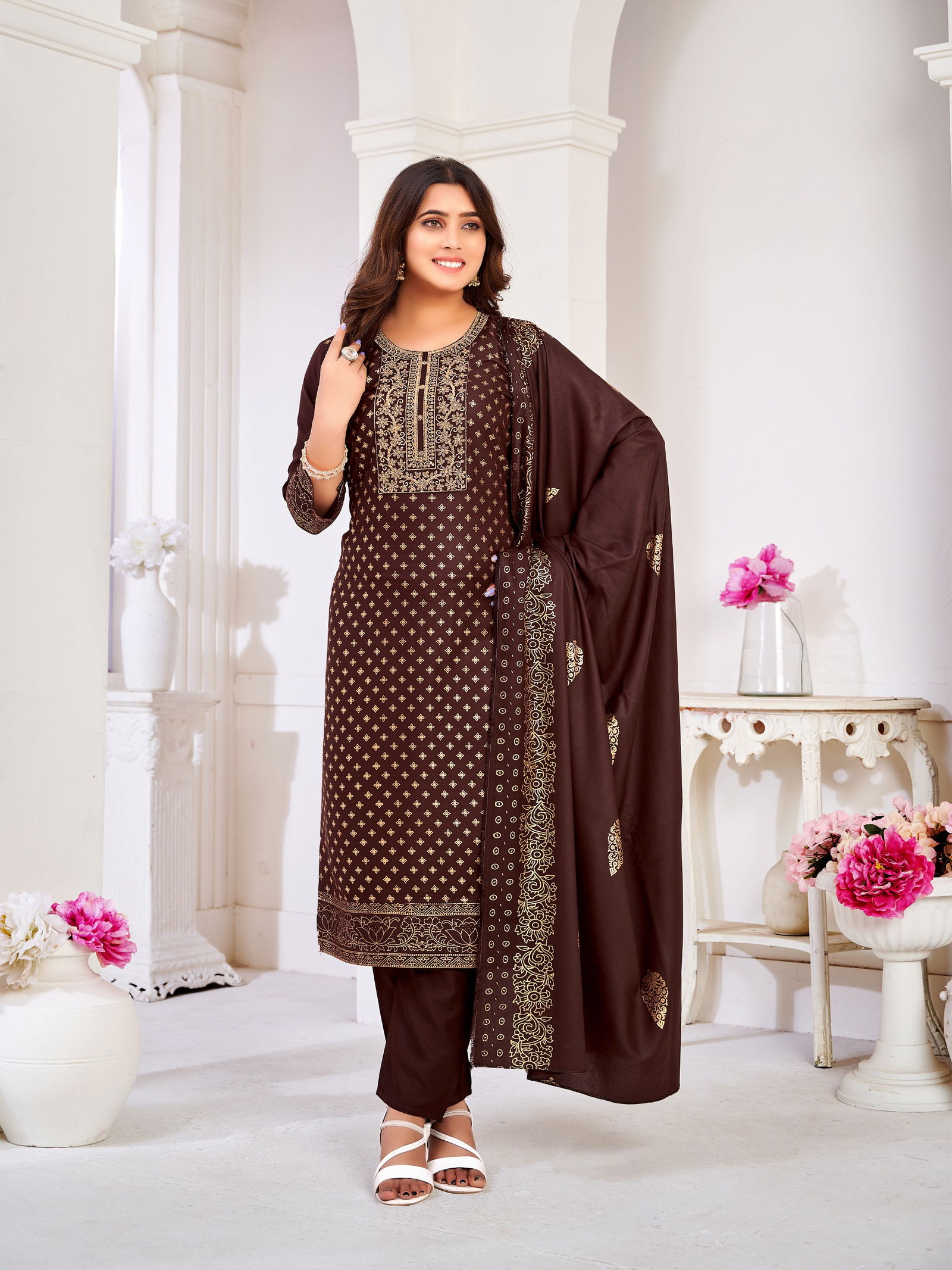 Ankita Vol 2 By Krishna Rayon Foil Printed Kurti With Bottom Dupatta Wholesale Online
